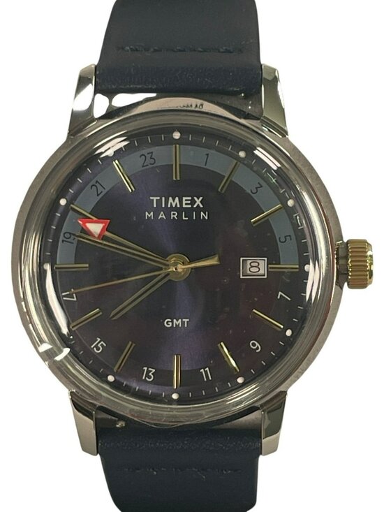 Timex Other - Timex Marlin Quartz GMT Watch Eco-Friendly Leather Strap WR 50M Men's MSRP $219